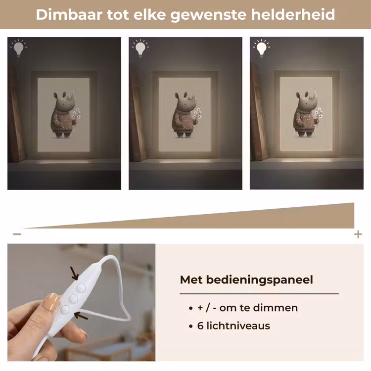 Nachtlampje - Neushoorn - Witte bloemen - Lief — 6