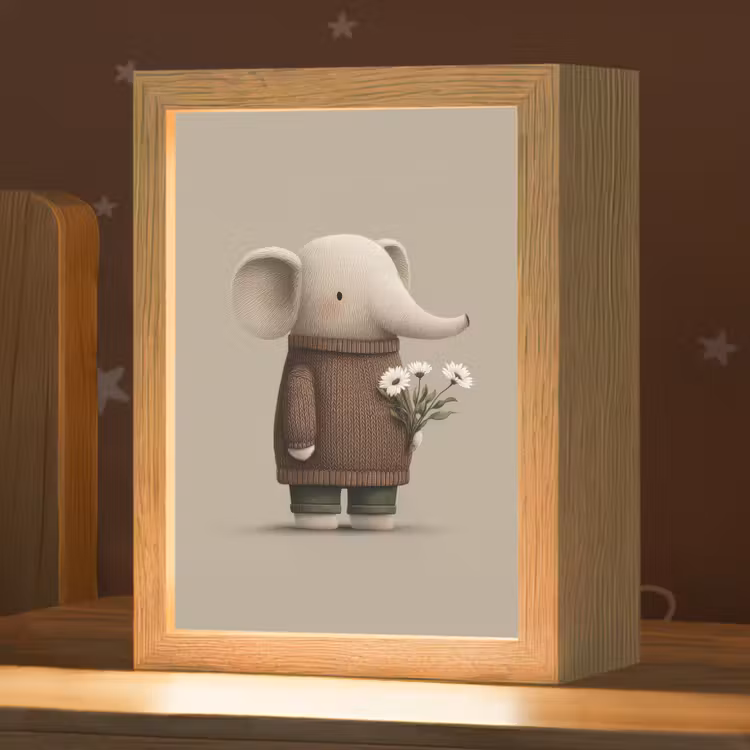 Nachtlampje - Olifant - Witte bloemen - Kindvriendelijk — 1
