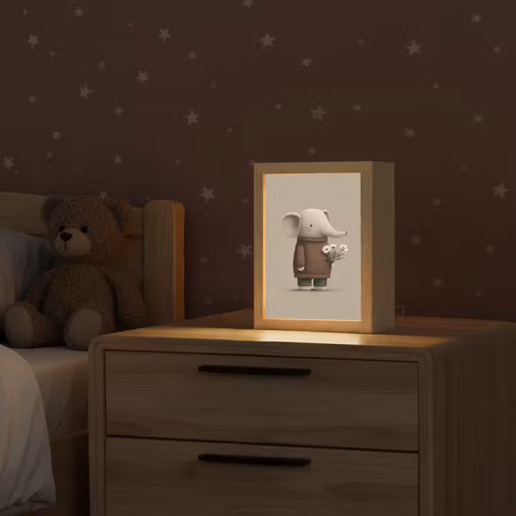 Nachtlampje - Olifant - Witte bloemen - Kindvriendelijk — 2