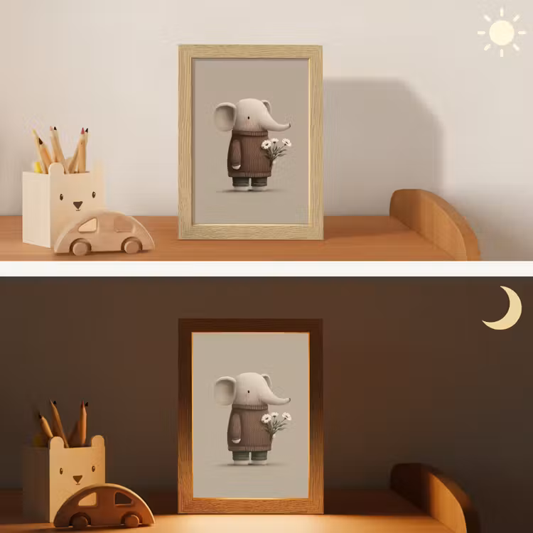 Nachtlampje - Olifant - Witte bloemen - Kindvriendelijk — 5