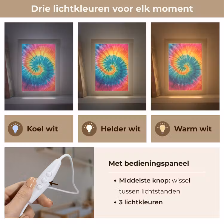 Nachtlampje - Regenboogkleuren - Tie dye - — 7