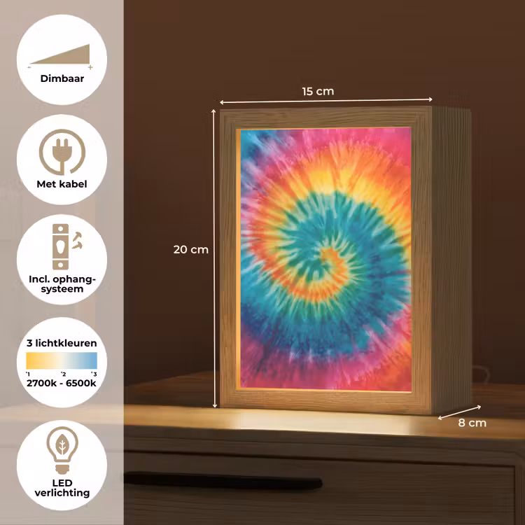 Nachtlampje - Regenboogkleuren - Tie dye - — 8