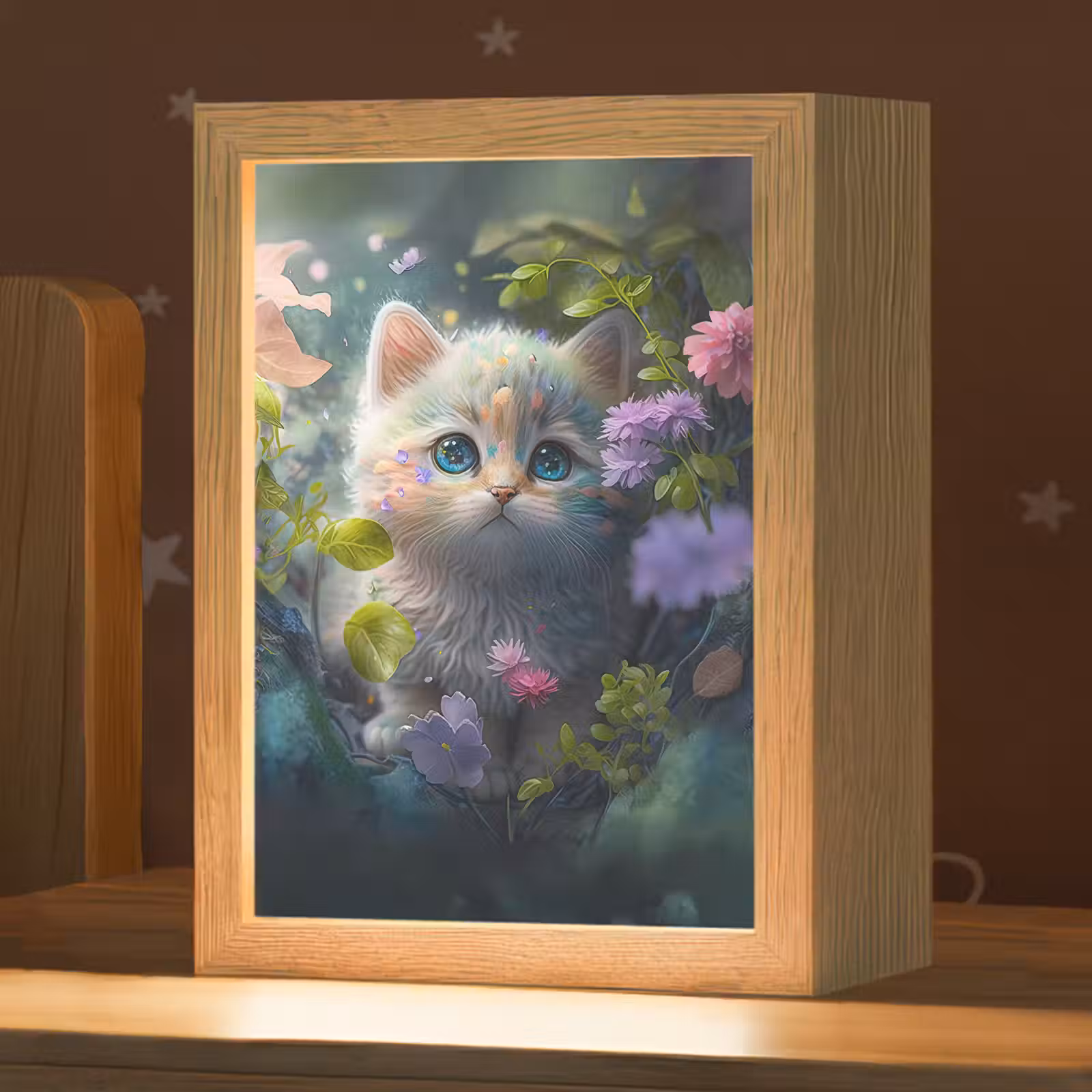 Nachtlampje - Kitten - Bloemen - Bos - Illustratie - Poes — 1
