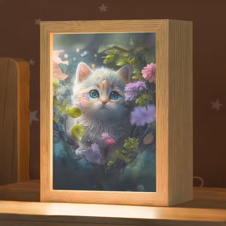 Nachtlampje - Kitten - Bloemen - Bos - Illustratie - Poes — 1