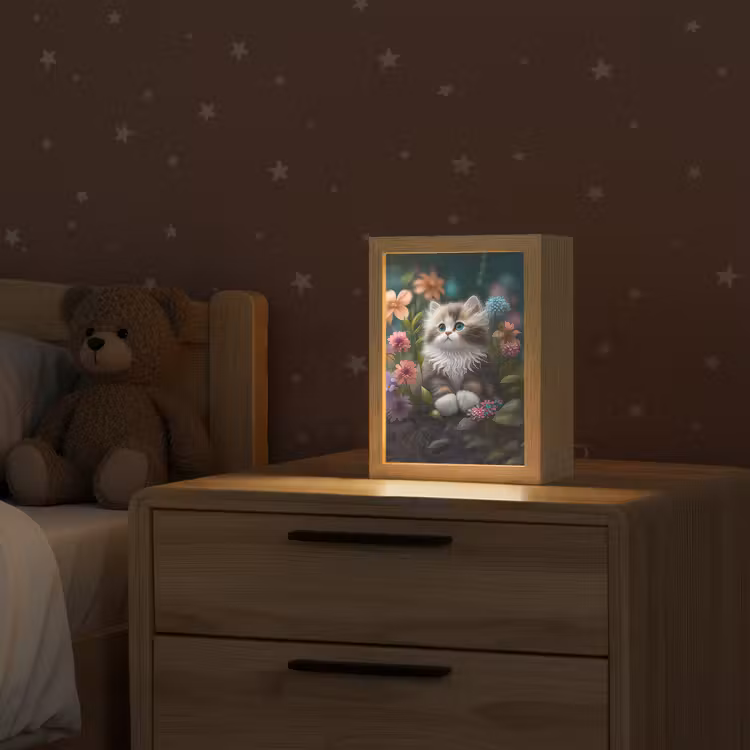 Nachtlampje - Kitten - Illustratie - Bloemen - Natuur - Kat — 2