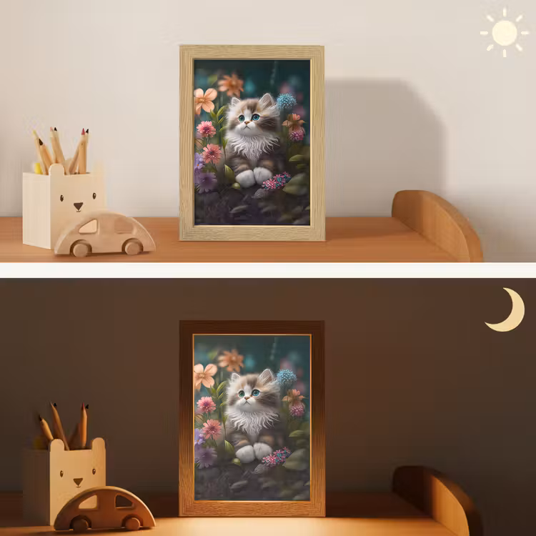 Nachtlampje - Kitten - Illustratie - Bloemen - Natuur - Kat — 5