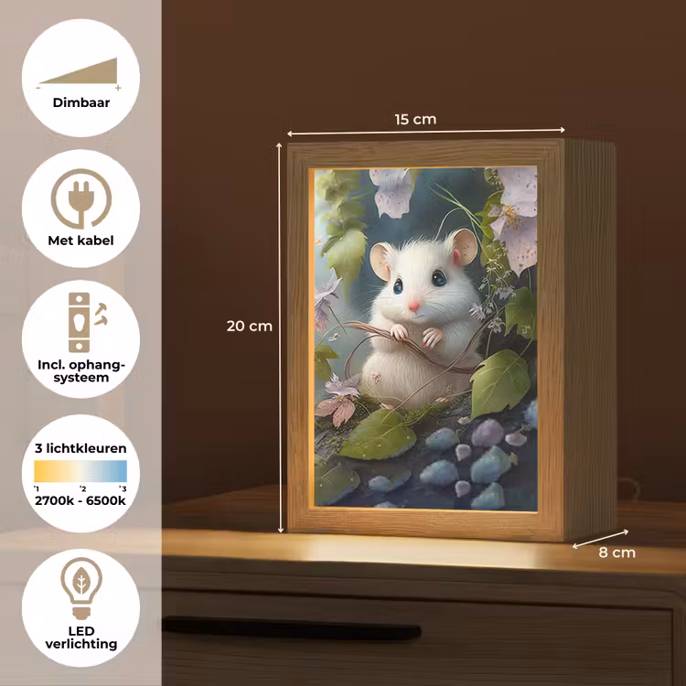 Nachtlampje - Muis - Bos - Bloemen - Illustratie - Bosdieren — 8