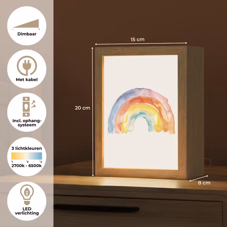 Nachtlampje - Regenboog - Watercolor - Kleurrijk — 8