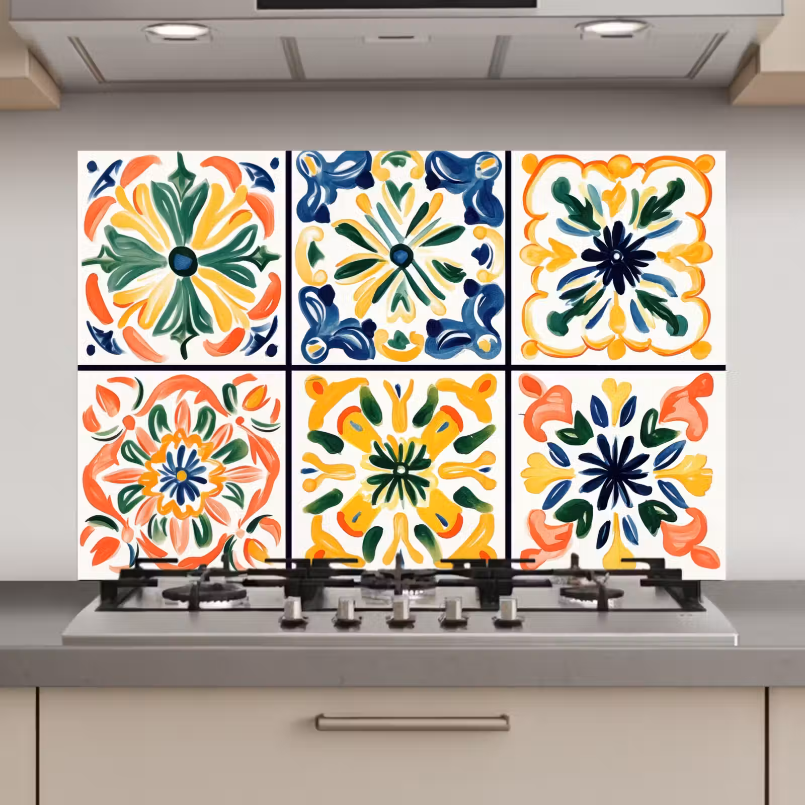 Spatscherm keuken - Spaans - Tegels - Keramiek - Bloemen — 1