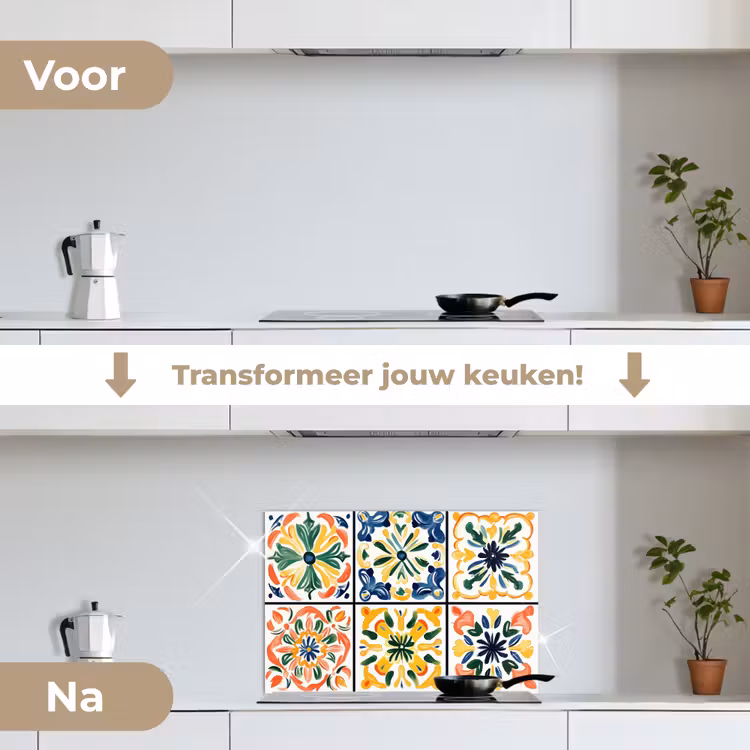 Spatscherm keuken - Spaans - Tegels - Keramiek - Bloemen — 3