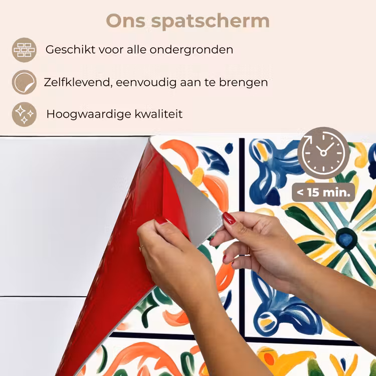 Spatscherm keuken - Spaans - Tegels - Keramiek - Bloemen — 4