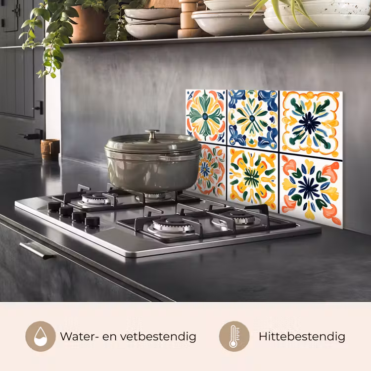 Spatscherm keuken - Spaans - Tegels - Keramiek - Bloemen — 7