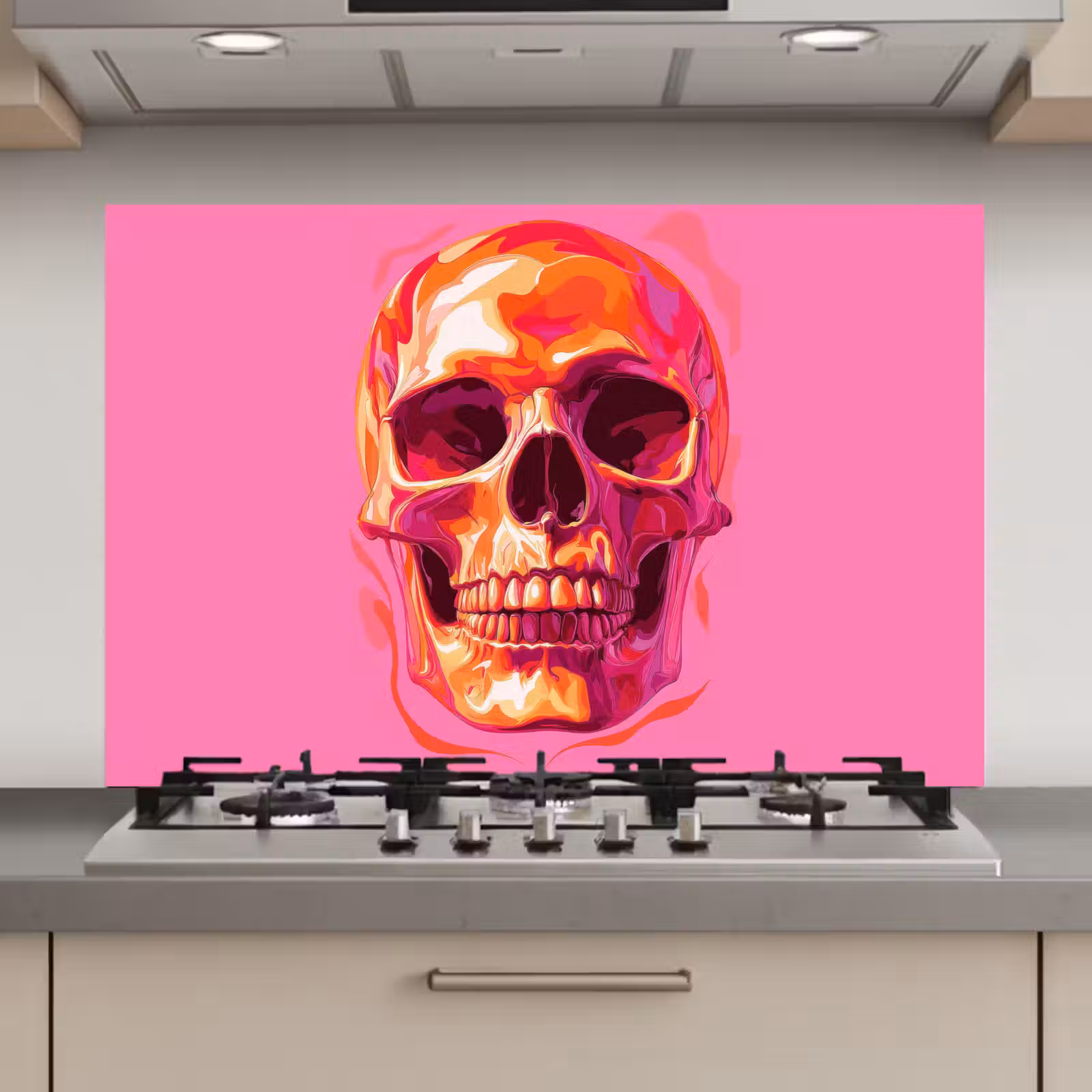 Spatscherm keuken - Felroze - Tanden - Schedel — 1