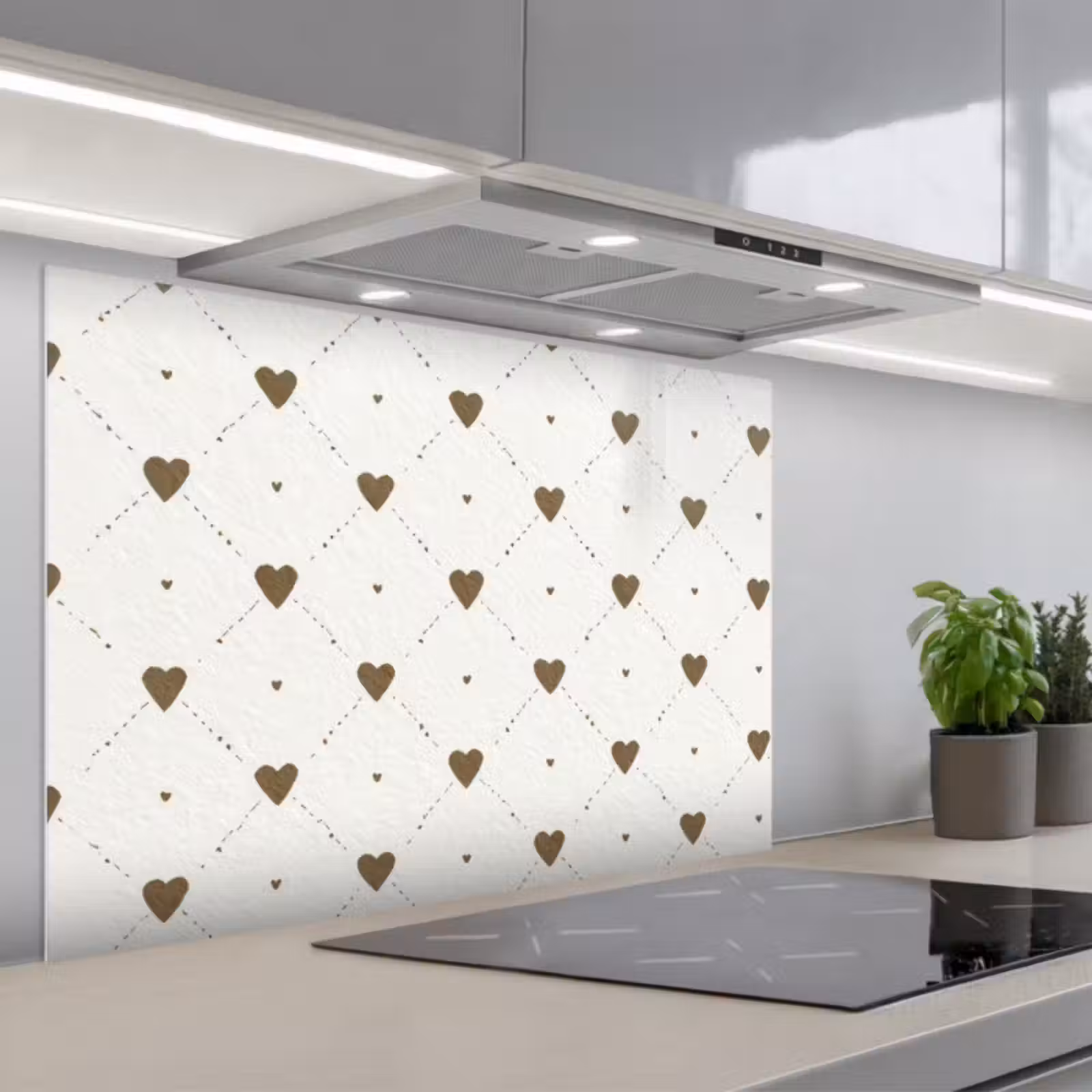 Spatscherm keuken - Hartjes - Patroon - Raster - Klassiek — 1