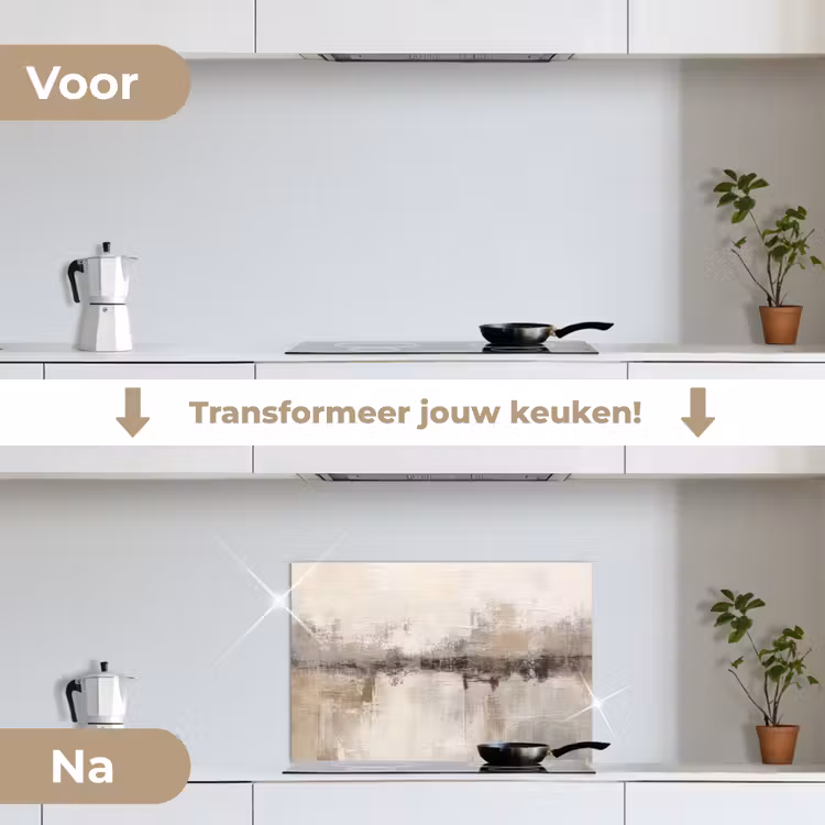 Spatscherm keuken - Moderne kunst - Abstract - Beige — 3