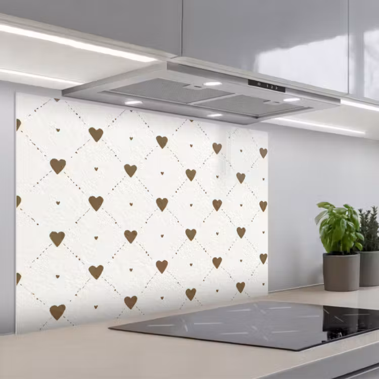 Spatscherm keuken - Hartjes - Patroon - Raster - Klassiek — 1