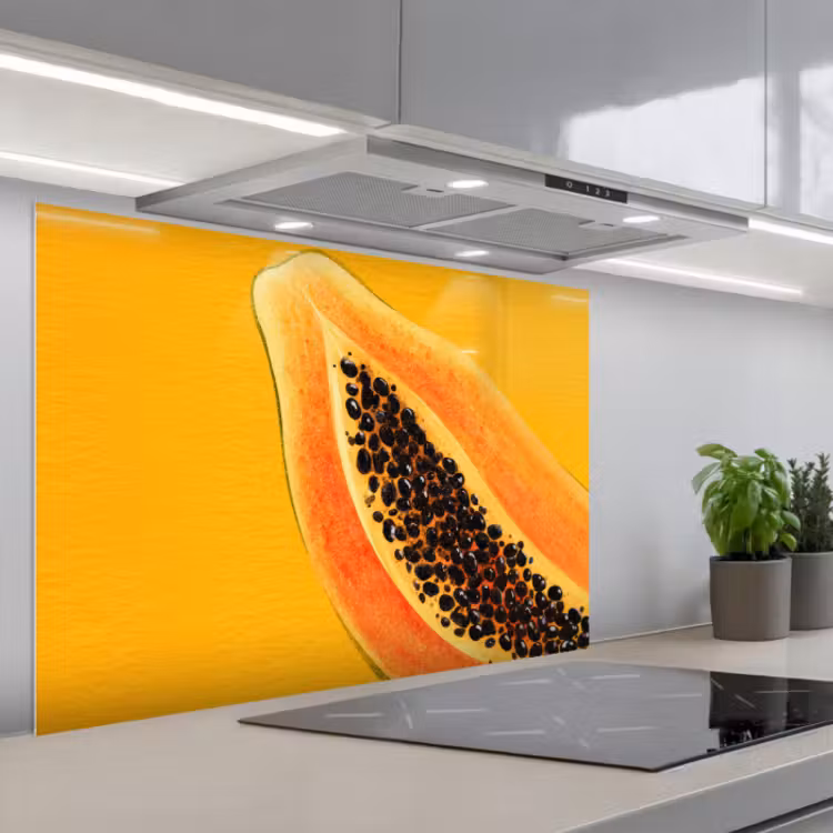 Spatscherm keuken - Papaja - Oranje - Topisch — 1