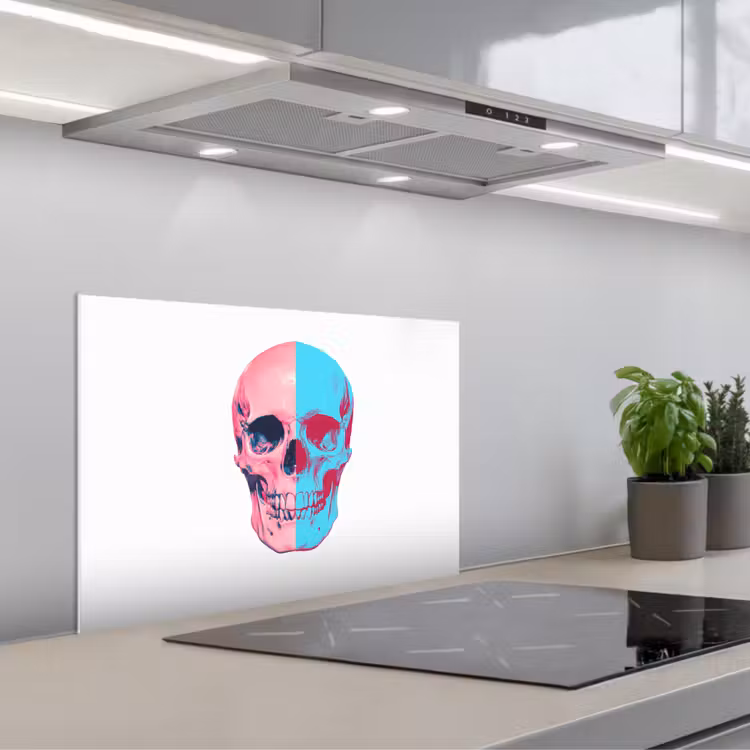 Spatscherm keuken - Schedel - Grafisch - Roze - Verdeeld — 5