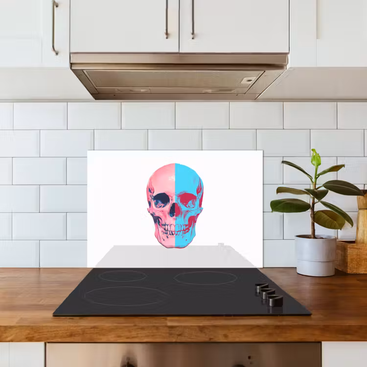 Spatscherm keuken - Schedel - Grafisch - Roze - Verdeeld — 6