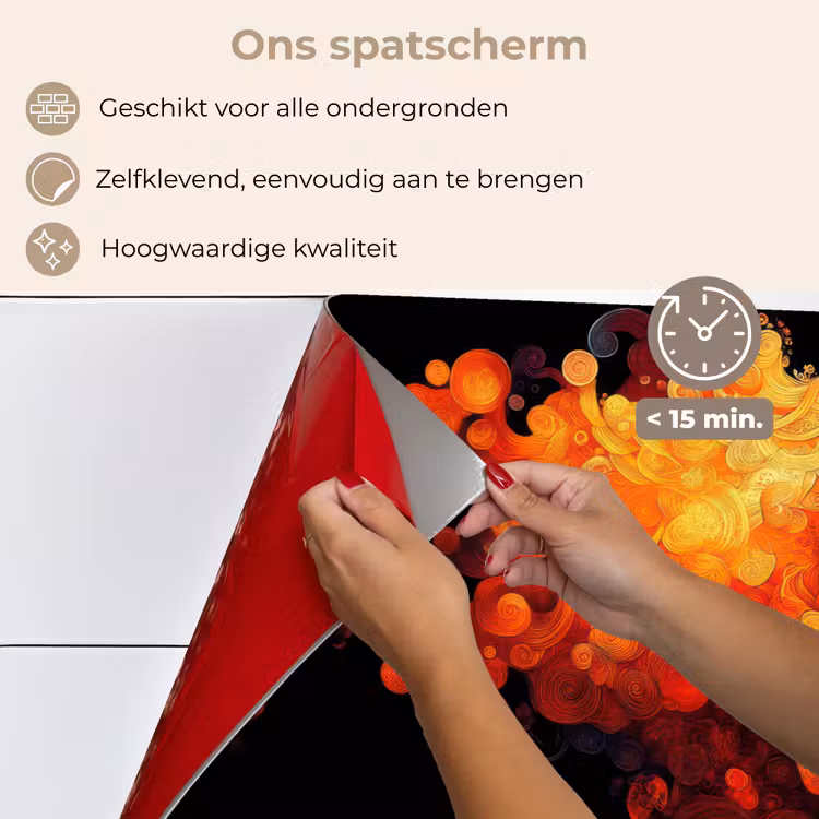 Spatscherm keuken - Schedel - Oranje - Zijaanzicht - Vlammen — 4
