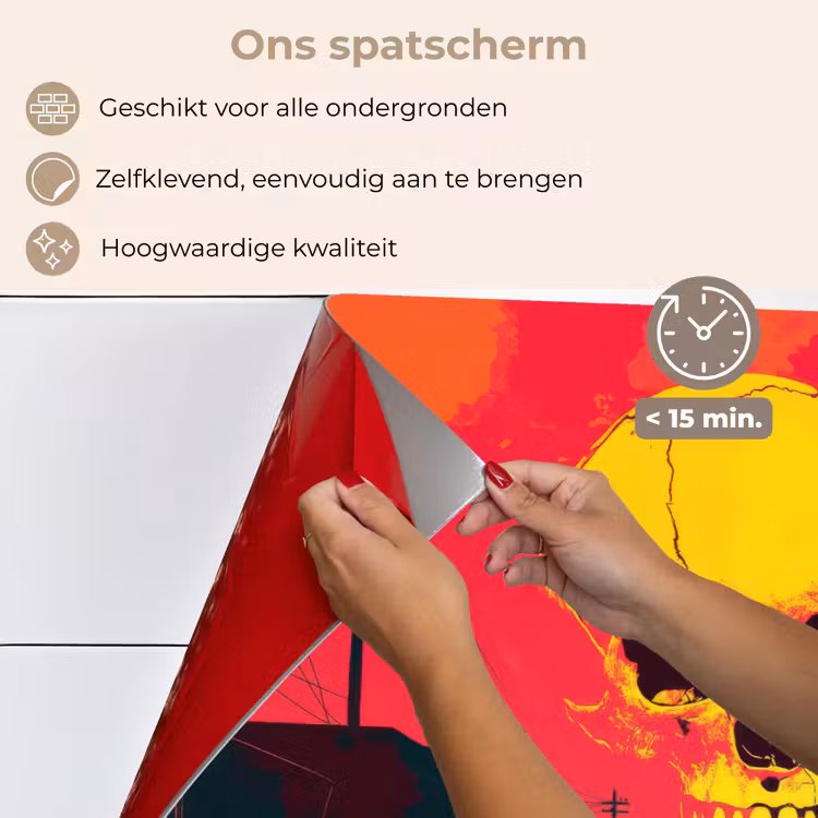 Spatscherm keuken - Straat - Verlaten - Schedel - Geel — 4