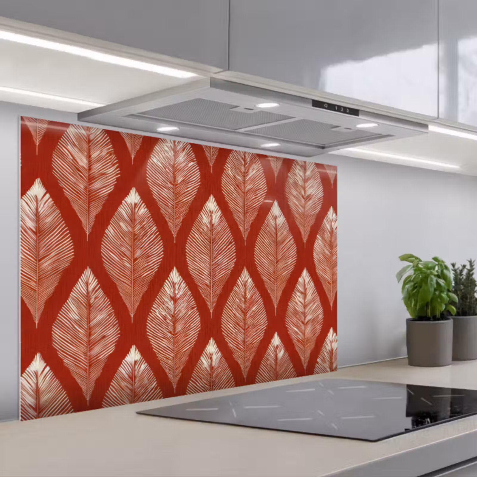 Spatscherm keuken - Bladeren - Rood - Elegant — 1