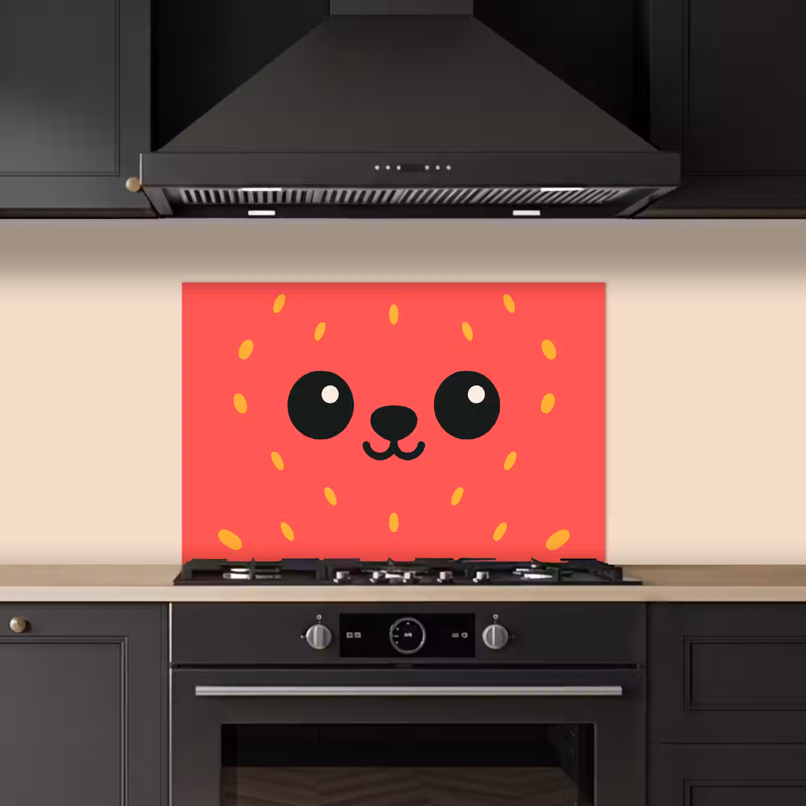 Spatscherm keuken - Kat - Aardbei - Cartoon — 1