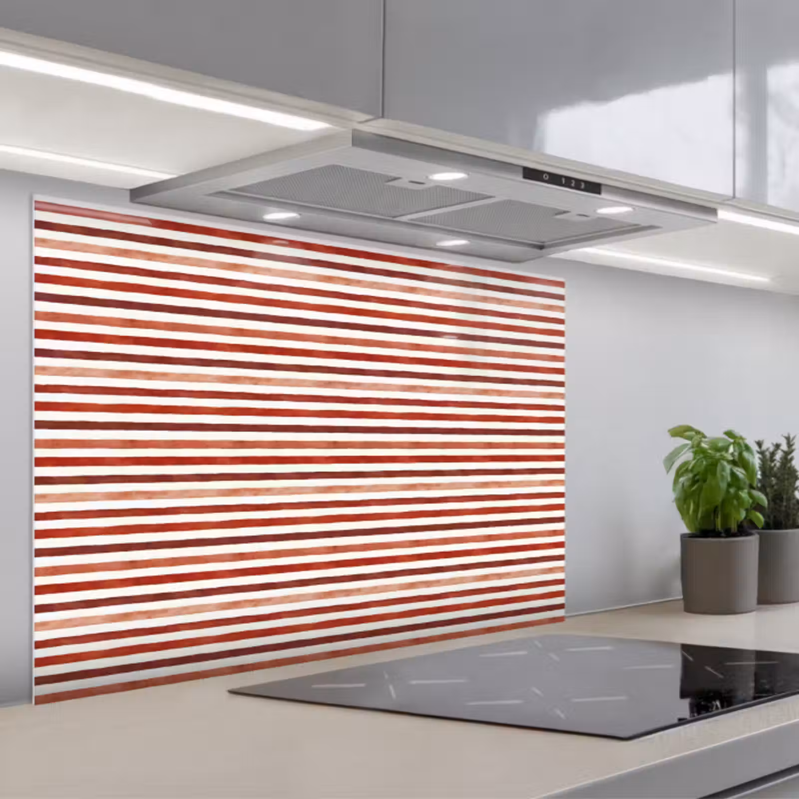 Spatscherm keuken - Nautisch - Chic - Strepen - Rood — 1