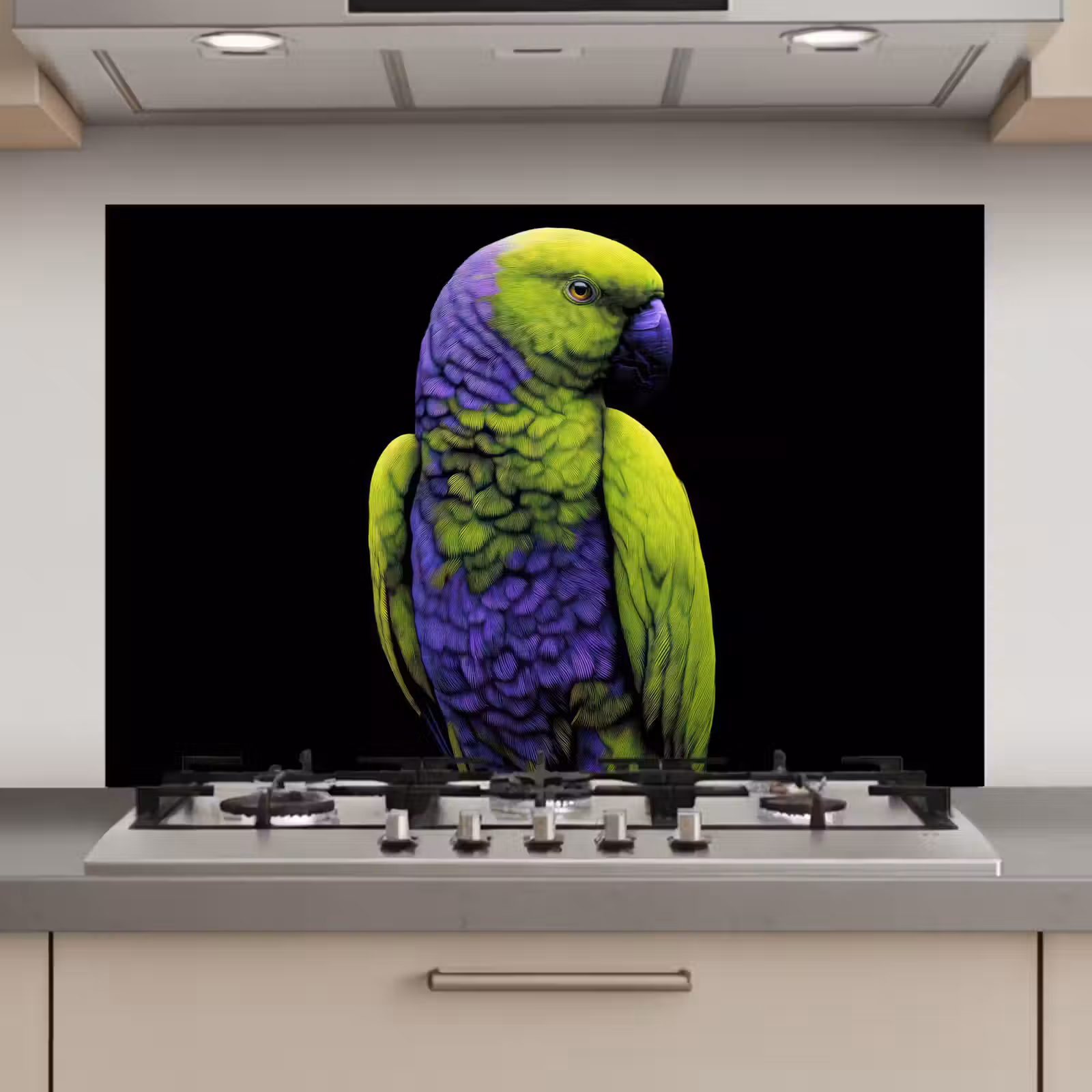 Spatscherm keuken - Papegaai - Veren - Opvallend - Groen — 1