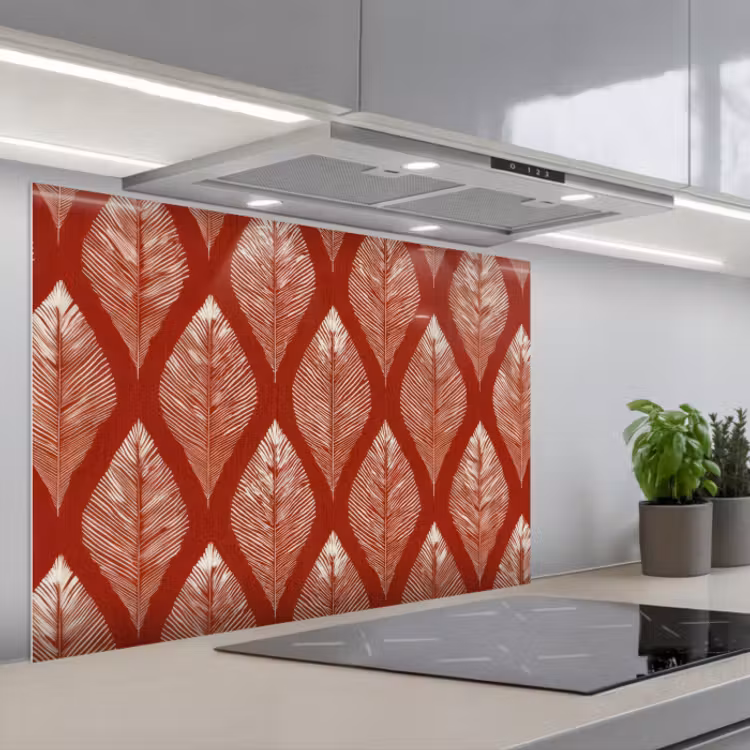 Spatscherm keuken - Bladeren - Rood - Elegant — 1