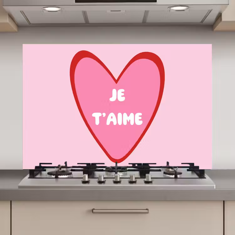 Keuken achterwand - Hart - Frans - Valentijn - Roze — 1