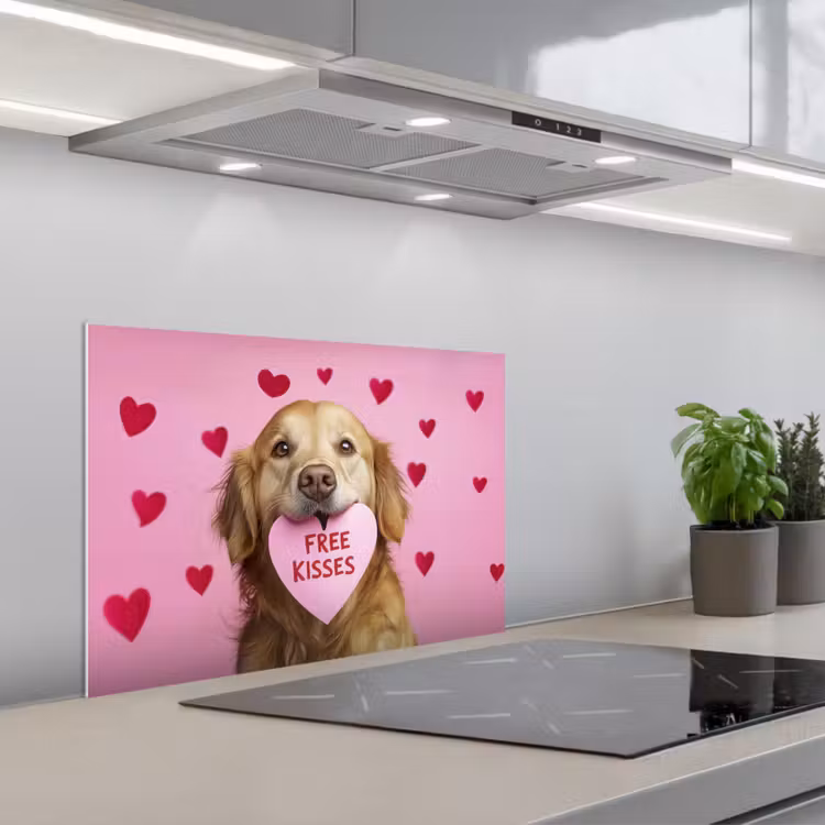 Spatscherm keuken - Hond - Kiss- Valentijn - Hartjes — 5