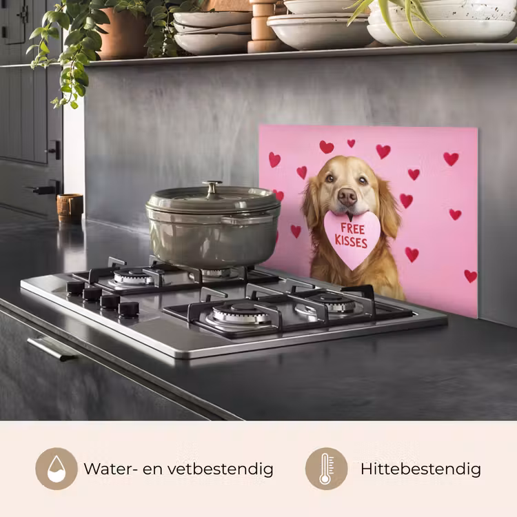 Spatscherm keuken - Hond - Kiss- Valentijn - Hartjes — 7