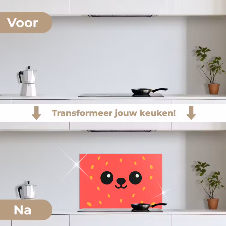 Spatscherm keuken - Kat - Aardbei - Cartoon — 2
