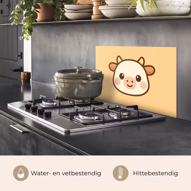 Spatscherm keuken - Koe - Oranje - Cartoon — 6