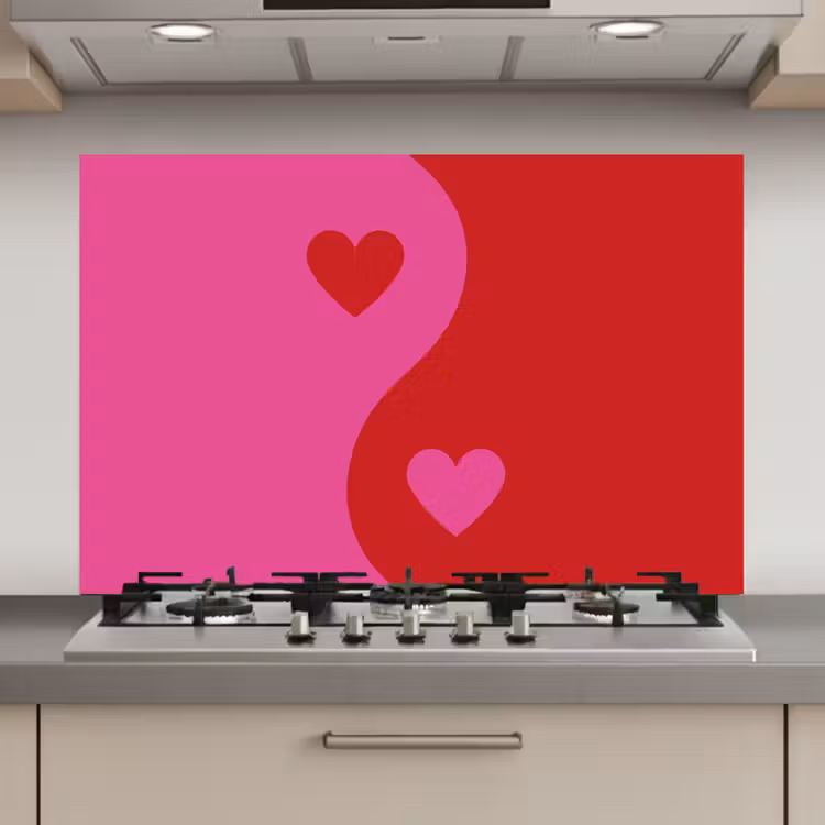 Keuken achterwand - Minimalistisch - Rood - Roze - Hartjes — 1
