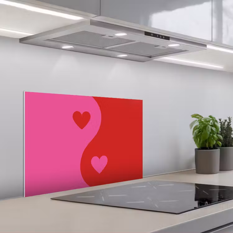 Keuken achterwand - Minimalistisch - Rood - Roze - Hartjes — 5