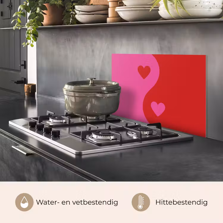 Keuken achterwand - Minimalistisch - Rood - Roze - Hartjes — 7