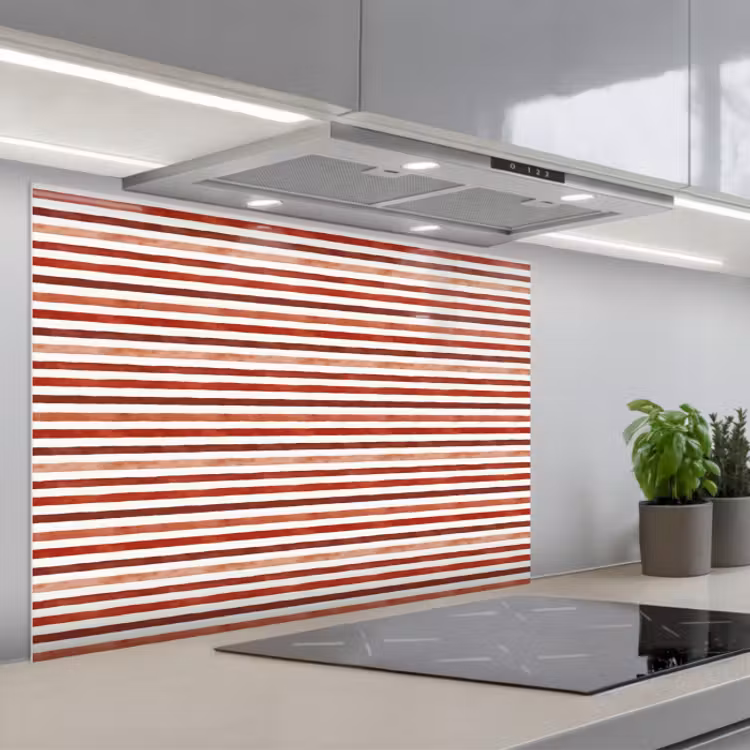 Spatscherm keuken - Nautisch - Chic - Strepen - Rood — 1