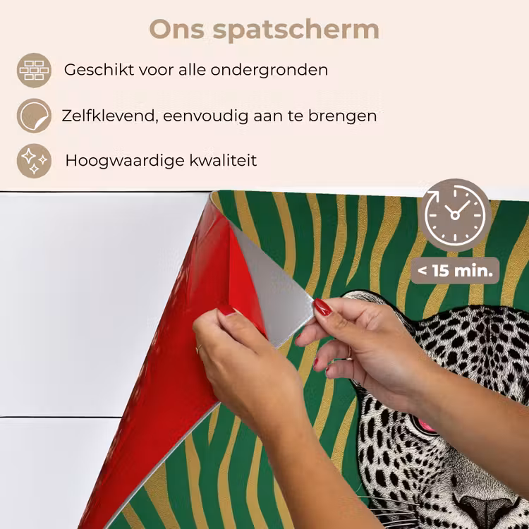 Spatscherm keuken - Panter - Zebrapatroon - Groen — 4