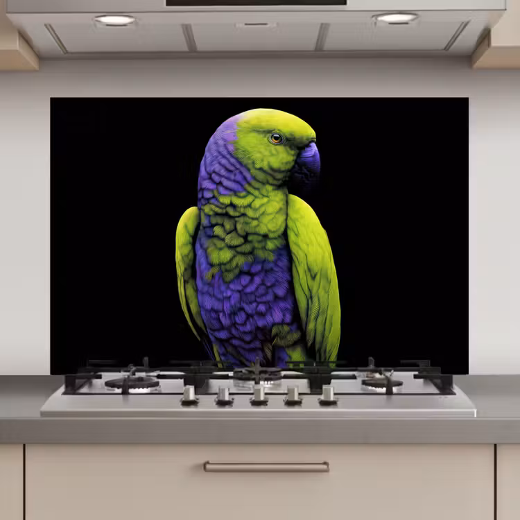 Spatscherm keuken - Papegaai - Veren - Opvallend - Groen — 1
