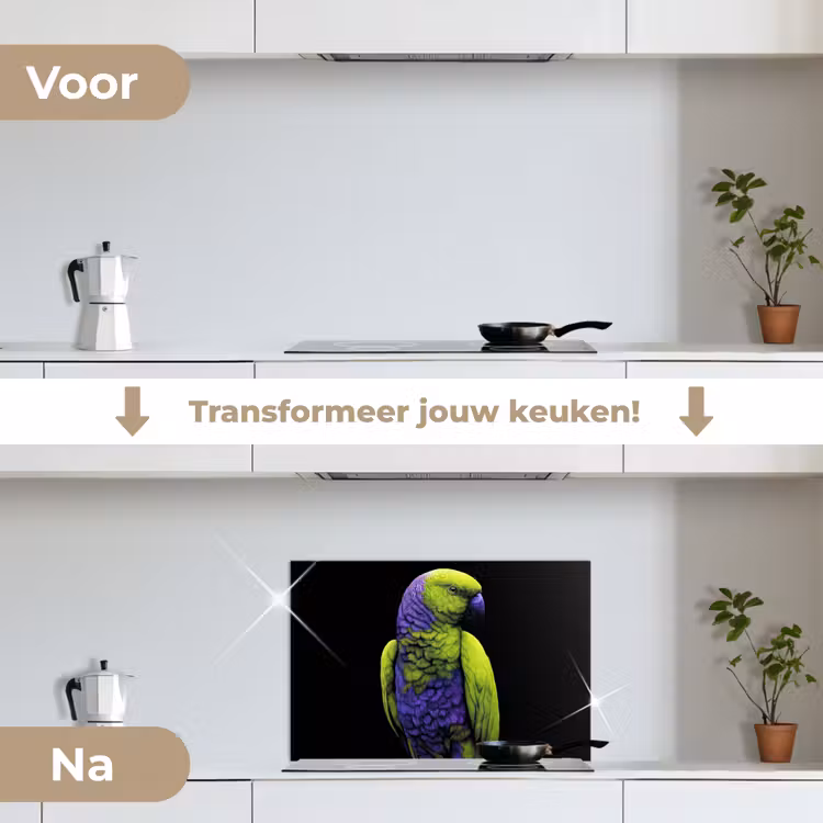 Spatscherm keuken - Papegaai - Veren - Opvallend - Groen — 3