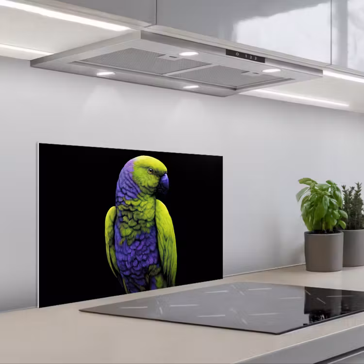Spatscherm keuken - Papegaai - Veren - Opvallend - Groen — 5