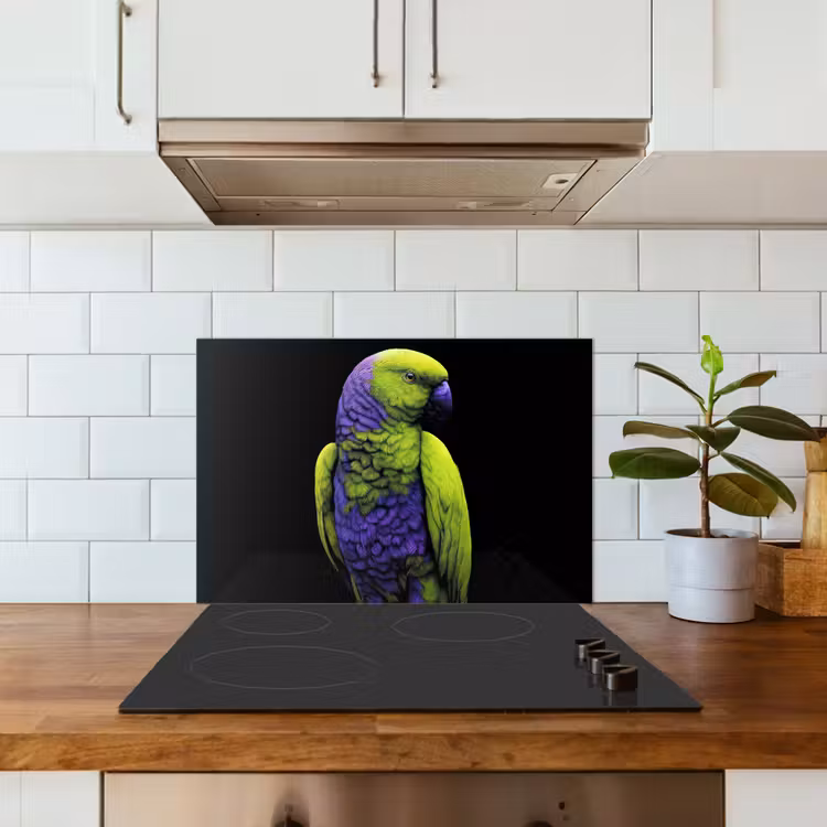 Spatscherm keuken - Papegaai - Veren - Opvallend - Groen — 6
