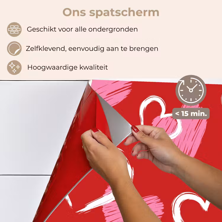 Spatscherm keuken - Patroon - Hartjes - Roze - Valentijn — 4