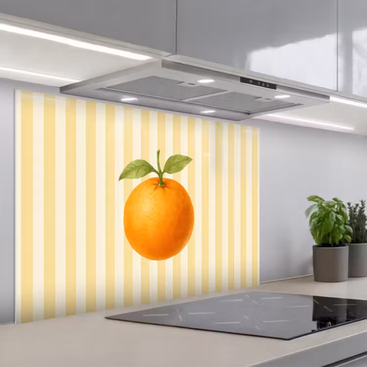 Spatscherm keuken - Sinaasappel - Strepen - Oranje - Zomers — 1