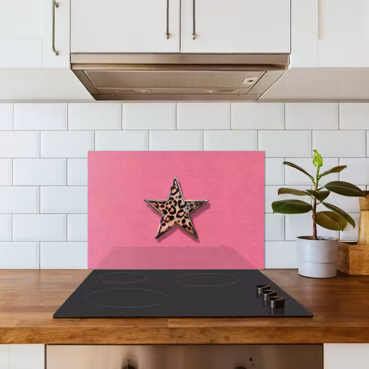 Spatscherm keuken - Ster - Luipaard - Print - Roze — 6