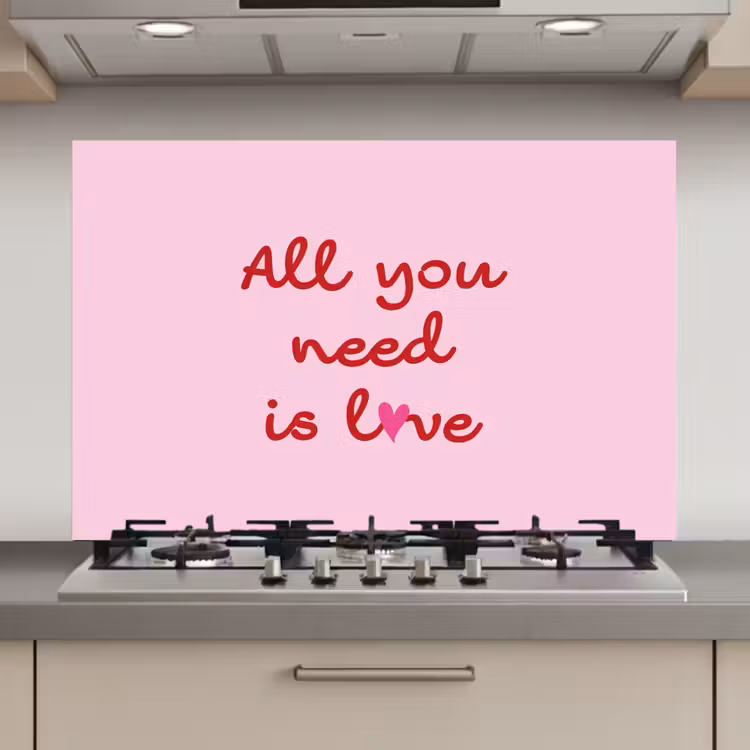 Keuken achterwand - Tekst - Roze - Love - Hart — 1