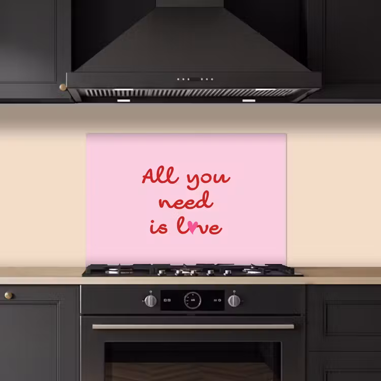 Keuken achterwand - Tekst - Roze - Love - Hart — 2