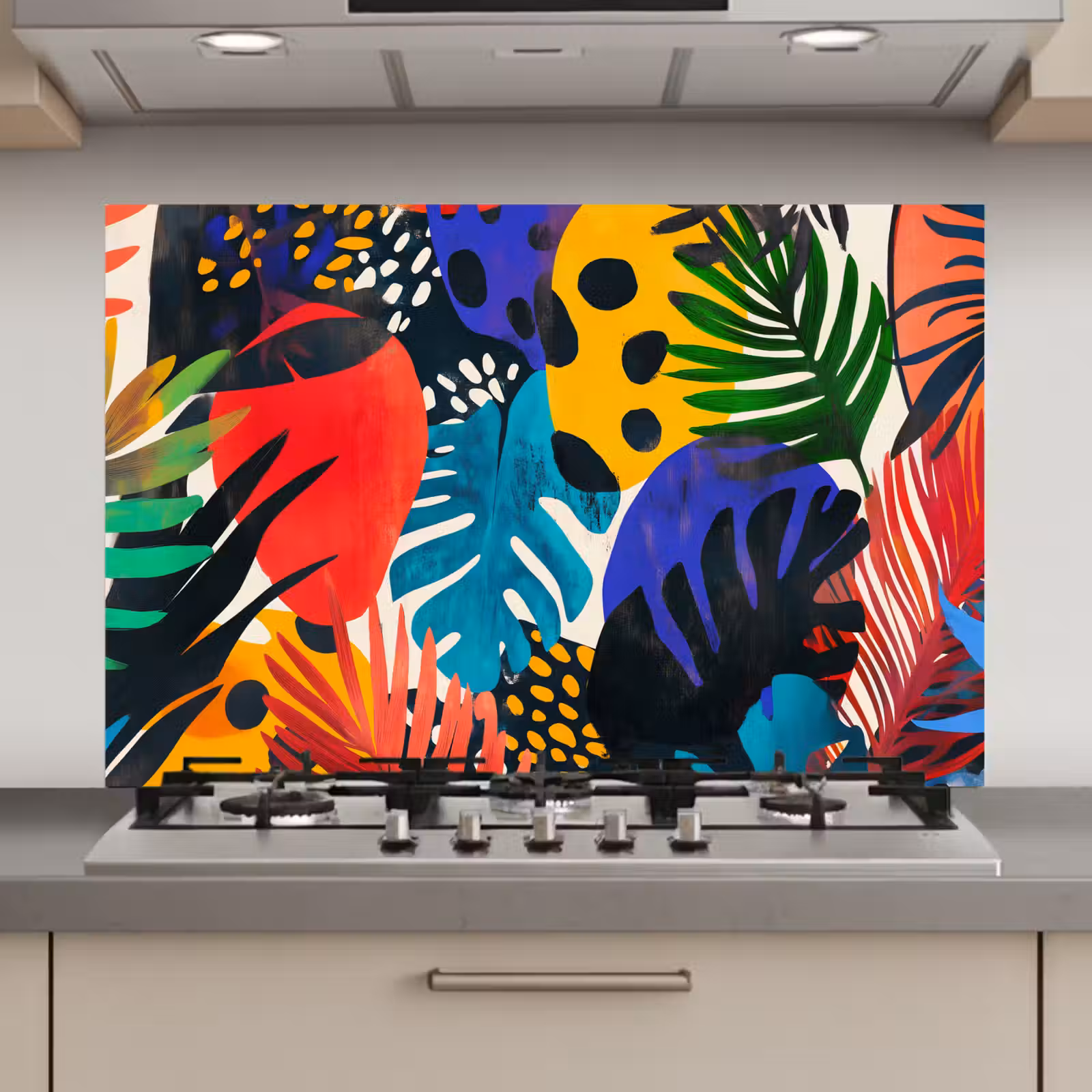 Spatscherm keuken - Bladeren - Vormen - Abstract - Kleurrijk — 1